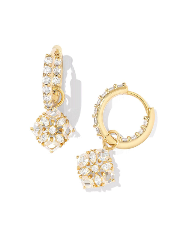Kendra Scott Dira Crystal Huggie Earrings - Gold White Crystal