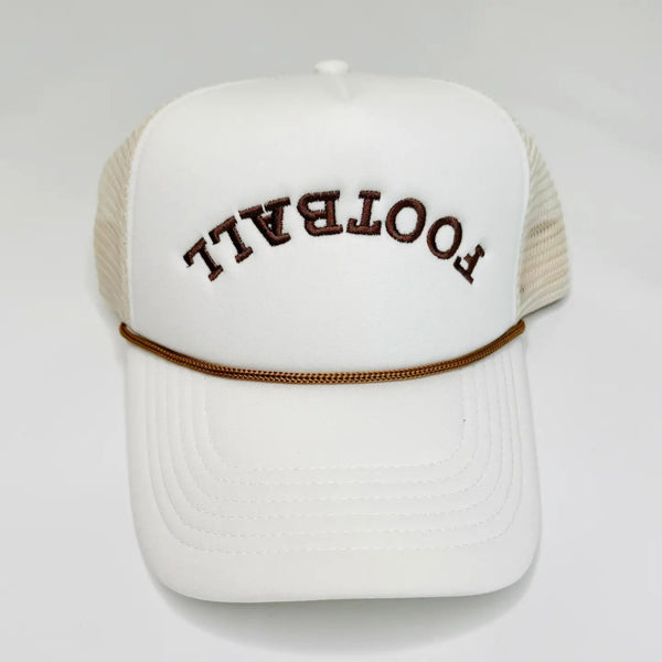 Upside Down Football Trucker Hat - Ivory/Brown