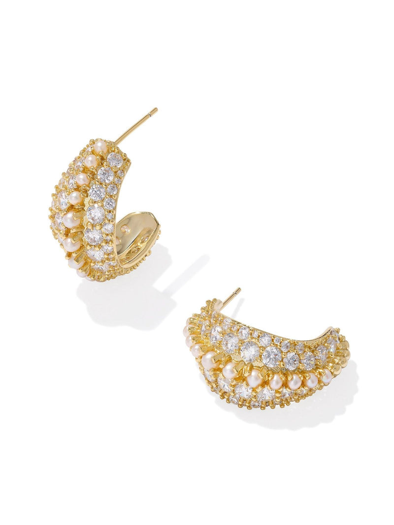 Kendra Scott Krista Hoop Earrings - Gold White Mix