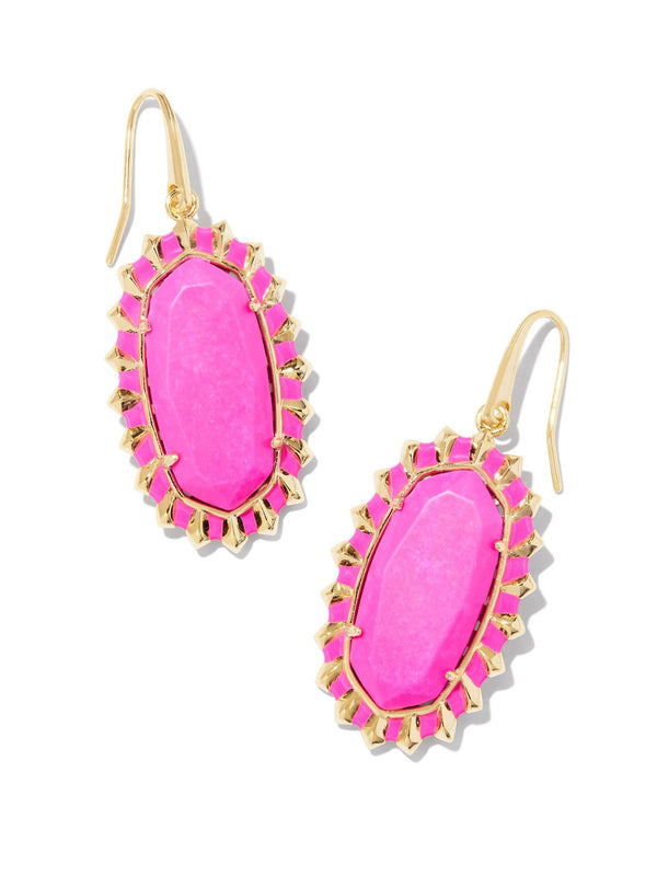 Kendra Scott Dani Color Burst Framed Drop Earrings - Gold Neon Pink