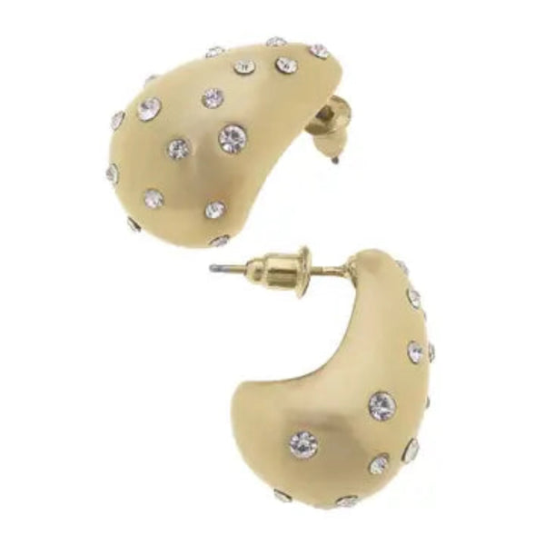 Adara Pave Sculpted Hoop Earrings - Gold