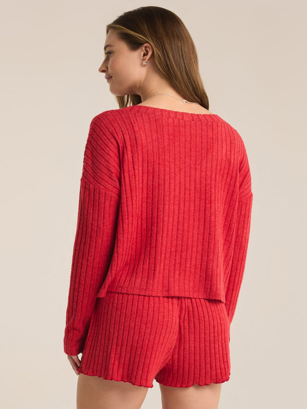 Z Supply Mara LS Cardigan Top - Haute Red