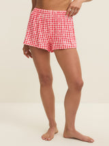 Z Supply Rosie Gingham Short - Kiss Me Red