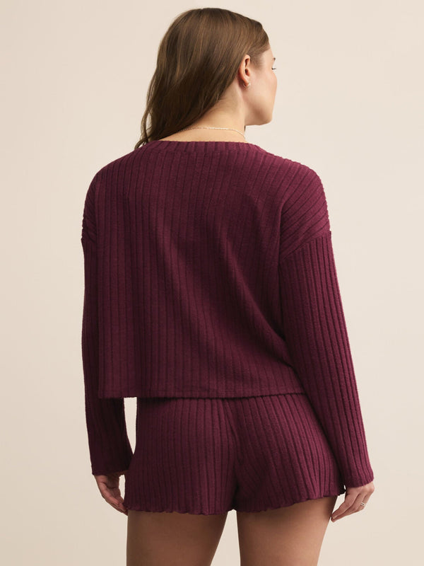 Z Supply Mara Rib Cardigan - Merlot