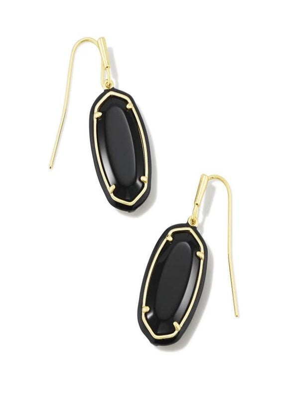 Kendra  Scott Enamel Frame Drop Earrings - Gold Black Agate