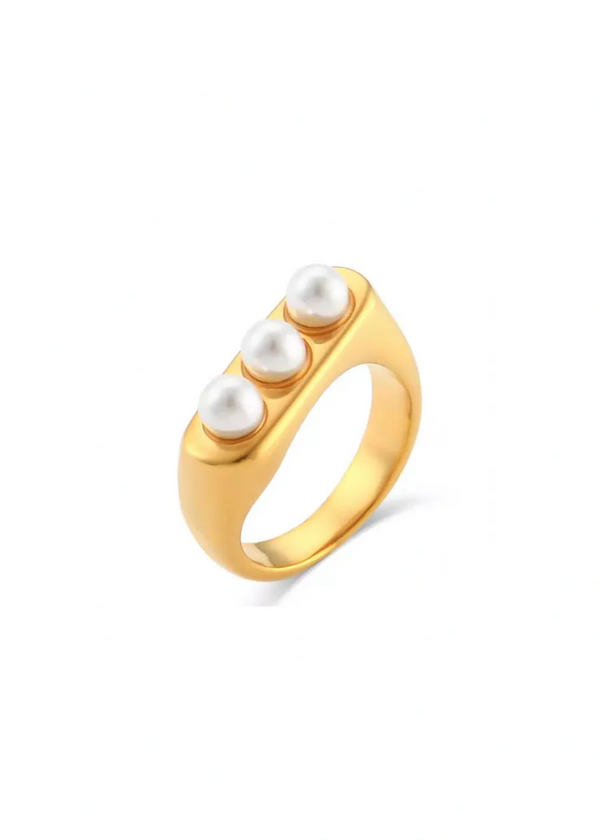 Triple Pearl Ring - Gold