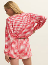 Z Supply Bisous Gingham PJ LS - Kiss Me Red