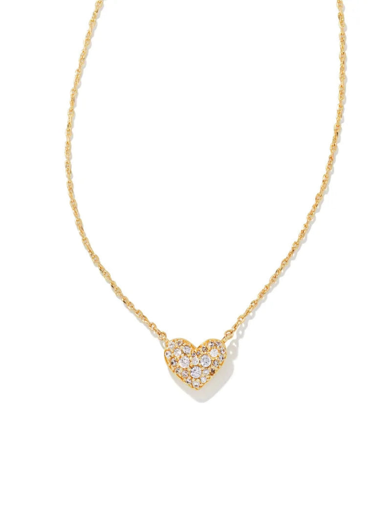 Kendra Scott Ari Heart Pave Necklace - Gold