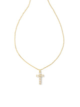 Kendra Scott Gracie Cross Pendant Necklace - Gold White CZ