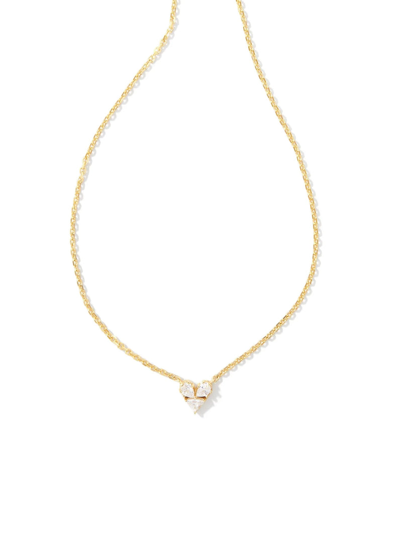 Kendra Scott Katy Heart Short Pendant Necklace - Gold White CZ
