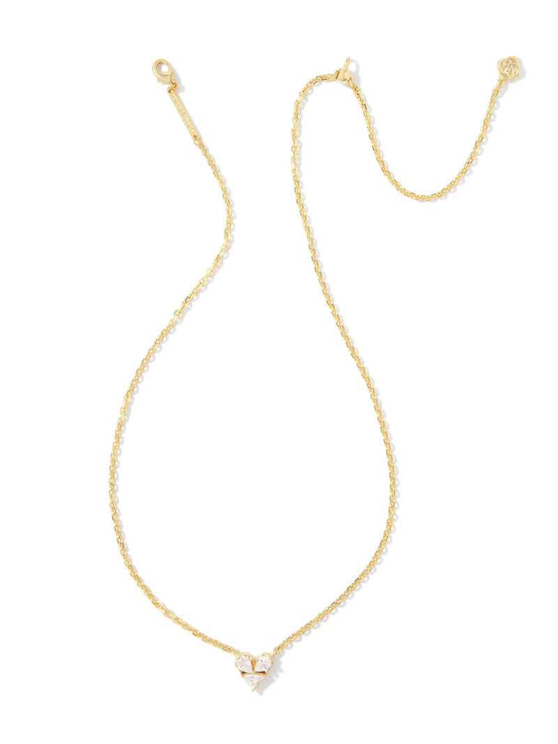 Kendra Scott Katy Heart Short Pendant Necklace - Gold White CZ