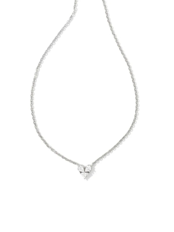 Kendra Scott Katy Heart Short Pendant Necklace - Silver White CZ