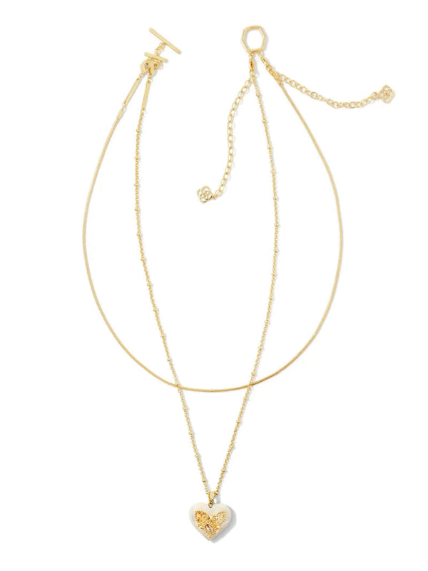 Kendra Scott Penny Heart Multi Strand Necklace - Gold Ivory MOP