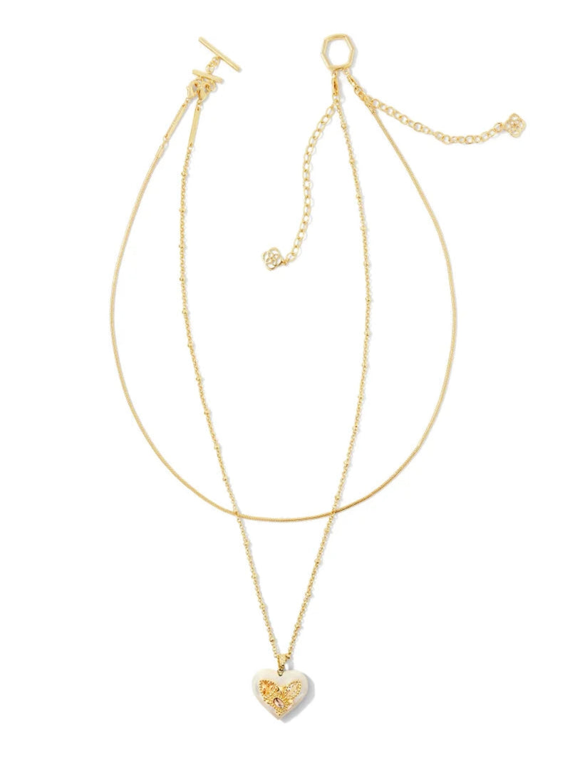 Kendra Scott Penny Heart Multi Strand Necklace - Gold Ivory MOP