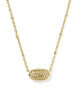 Kendra Scott Tiger Striped Elisa Short Pendant Necklace - Gold MOPC