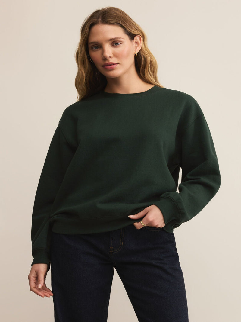 Z Supply Boyfriend Sweatshirt - Green Garland