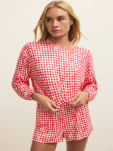 Z Supply Bisous Gingham PJ LS - Kiss Me Red