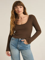 Z Supply Madeline Rib Top - Dark Chocolate