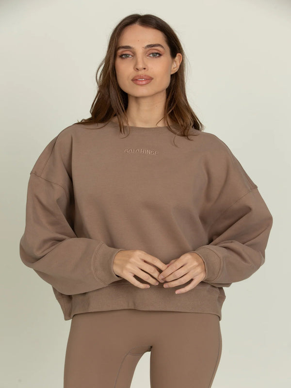 Gold Hinge Oversized Crew - Walnut