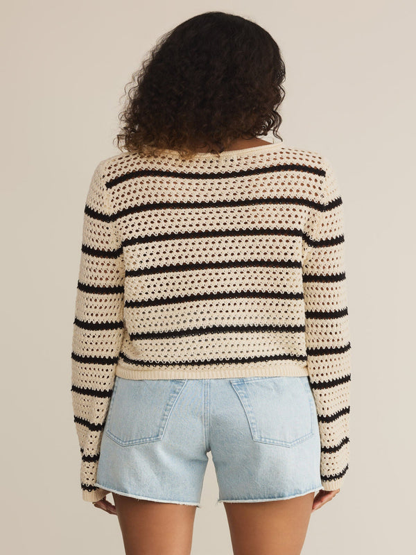 Z Supply Kit Stripe Crochet Sweater - Sea Salt