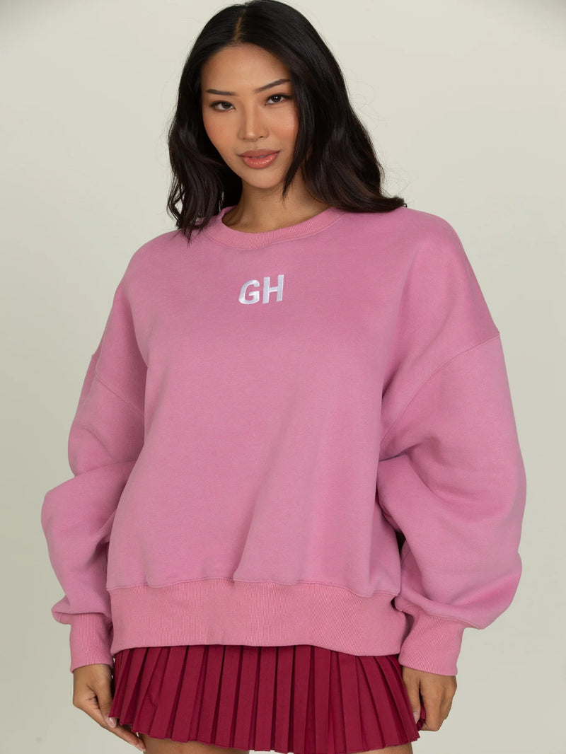 Gold Hinge Embroidered Sweatshirt - Pale Berry