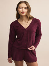 Z Supply Mara Rib Cardigan - Merlot