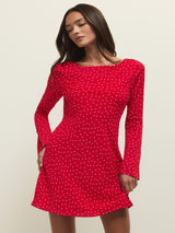 Z Supply Campbell Dot Crepe Mini Dress - Kiss Me Red