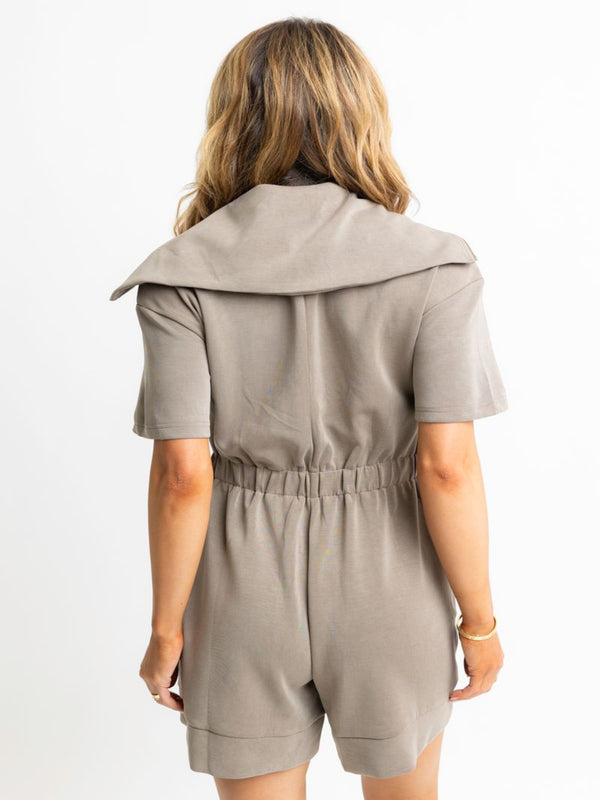 Karlie Knit Zip Novelty Romper - Taupe