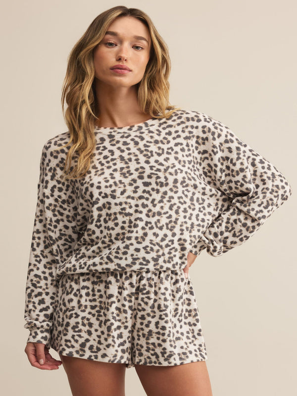 Z Supply Luxe Leopard LS Top - Champagne