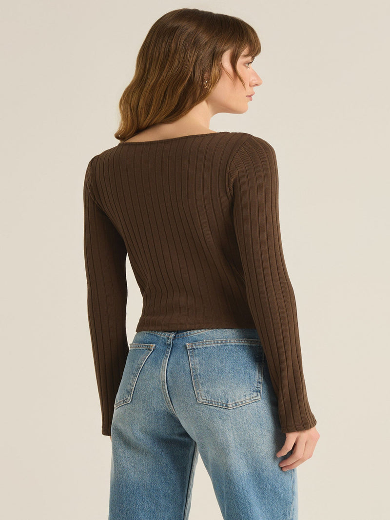 Z Supply Madeline Rib Top - Dark Chocolate