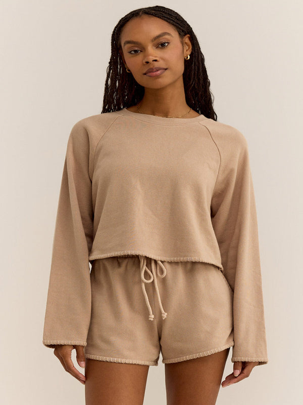 Z Supply Seville Cropped Sweatshirt - Iced Coffee