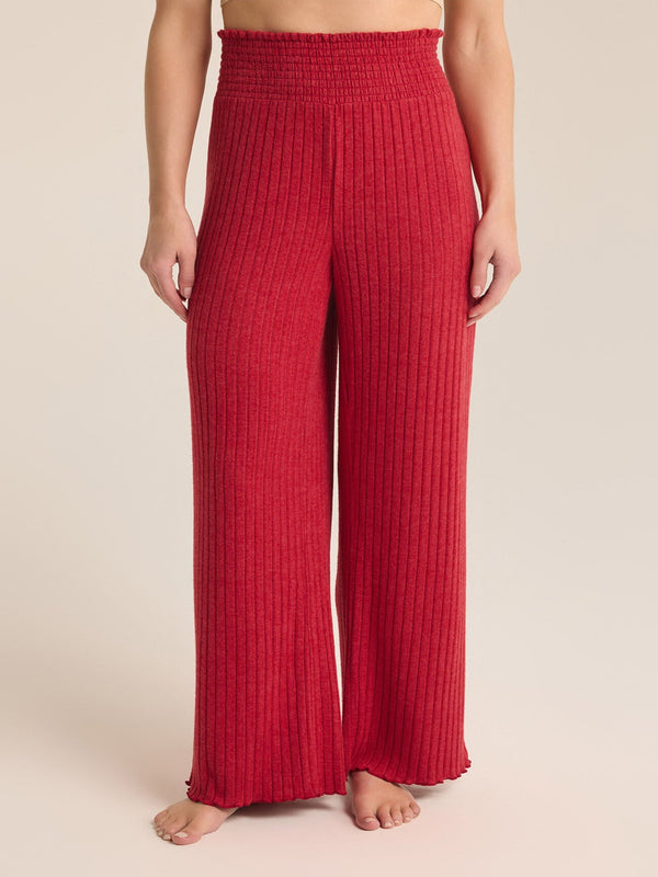 Z Supply Dawn Smocked Rib Pants - Haute Red