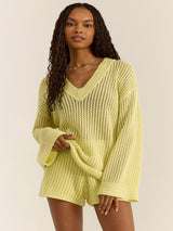 Z Supply Kiami Crochet Sweater - Limeade