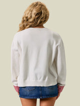 Sunday Stroll Knit Cardigan - White/Red