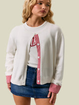 Sunday Stroll Knit Cardigan - White/Red