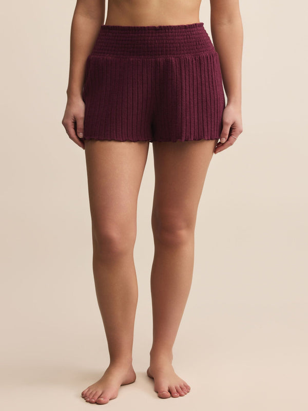 Z Supply Dawn Smocked Rib Short - Merlot
