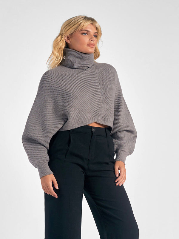 Elan Turtleneck Crop Sweater - Charcoal