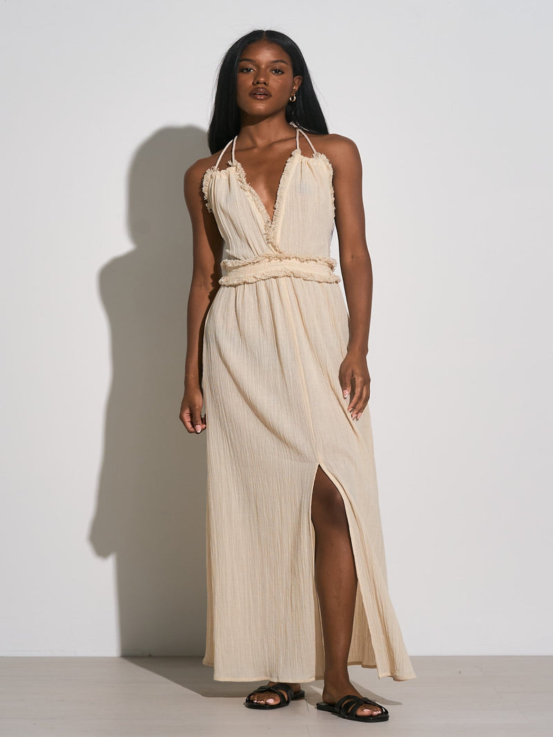 Elan Maxi Halter Fray Edge - Sand