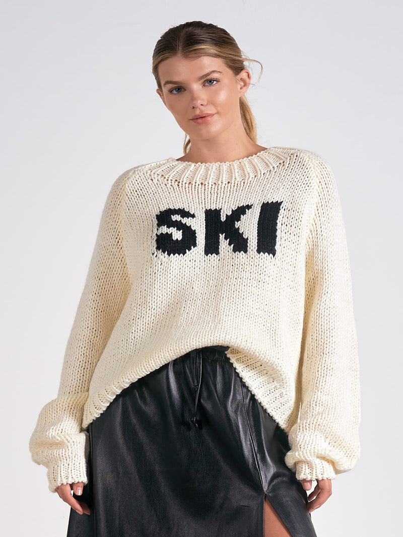 Elan Soft Knit Crewneck Sweater - Off White