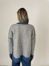 Six/Fifty Colorblock Crewneck - Grey/Blue