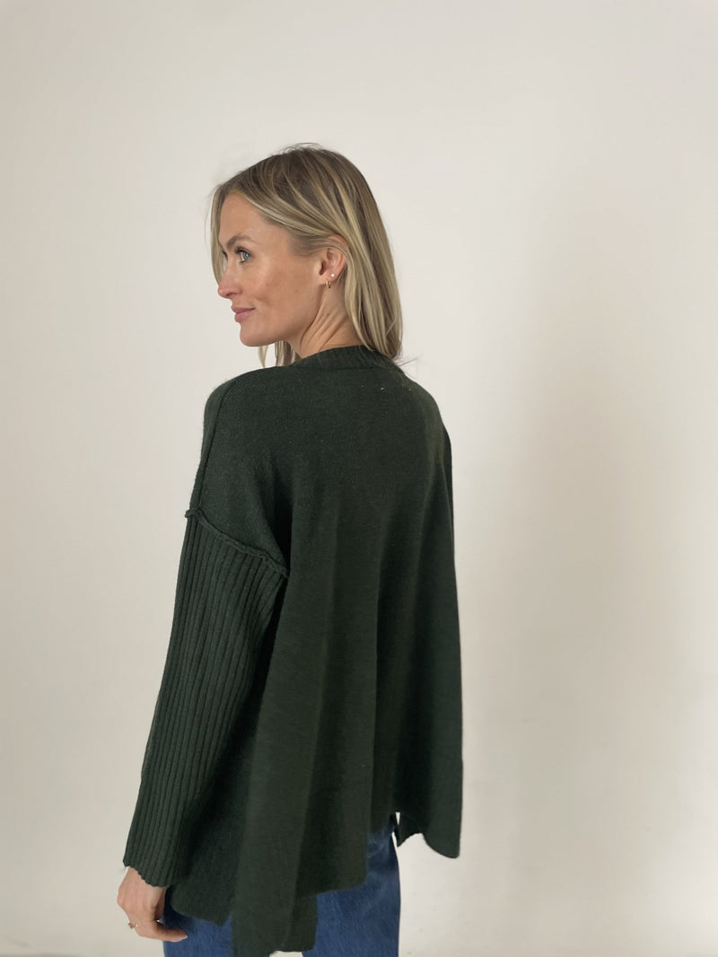 Six/Fifty Oversized Ribbed Sweater - Hunter Green