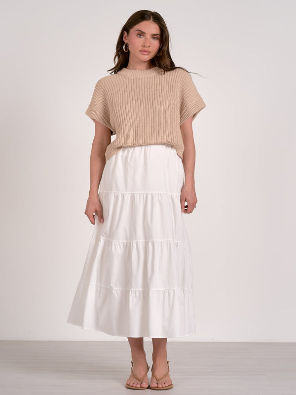 Elan Opal Sweater Dress - White Beige Combo