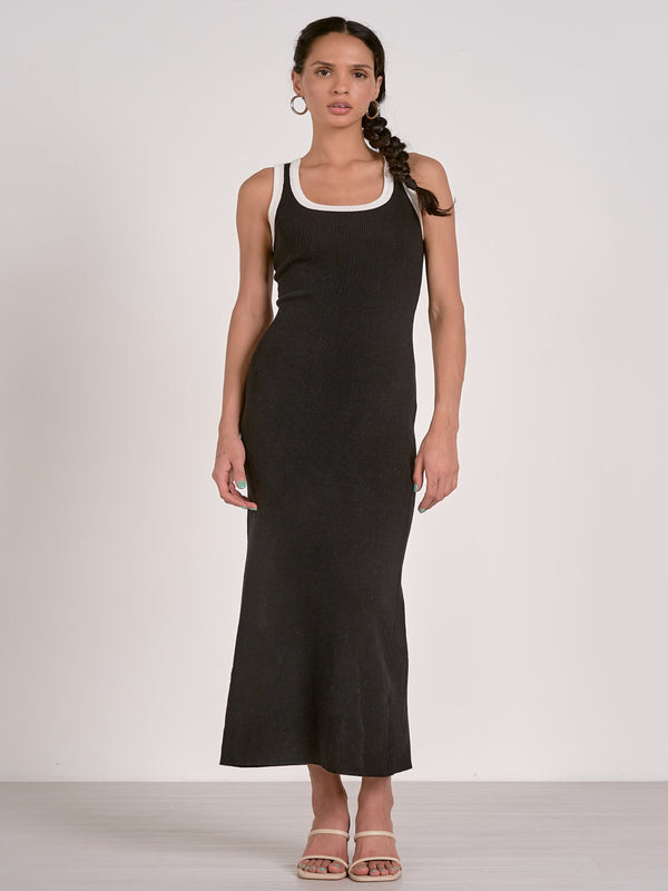 Elan Maxi Tank Contrast Dress - Black/White