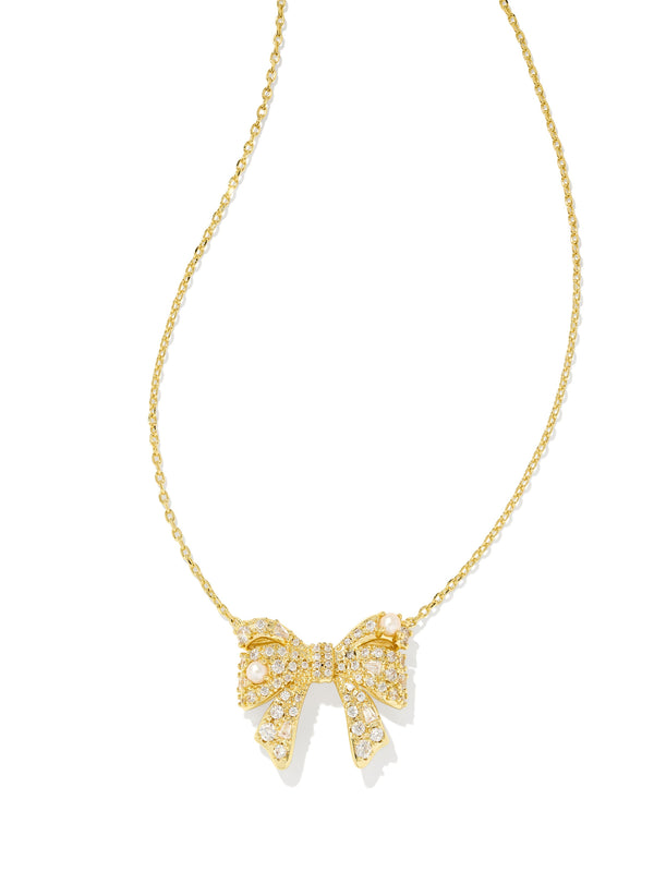 Kendra Scott Krista Bow Pendant Necklace - Gold White Mix