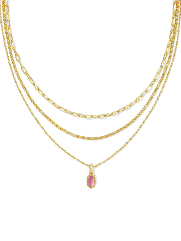 Kendra Scott Mini Elisa Triple Strand Necklace - Gold Azalea Illusion