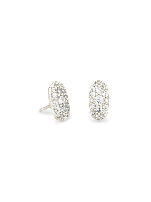 Kendra Scott Grayson Crystal Stud Earrings - Rhodium Metal White CZ