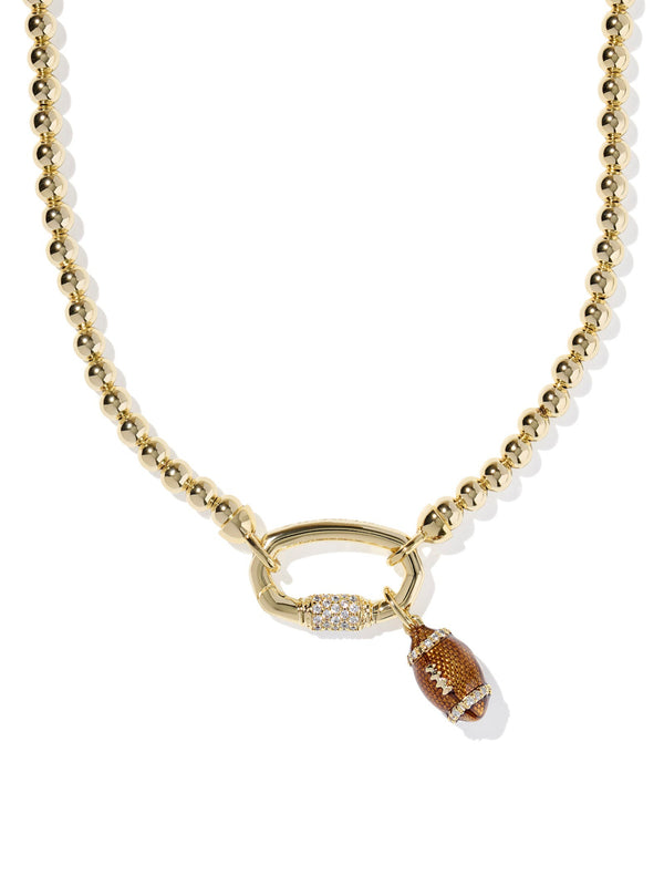 Kendra Scott Football Metal Strand Necklace - Gold Metal White CZ