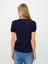 Six/Fifty Natasha Cable Knit Top - Navy