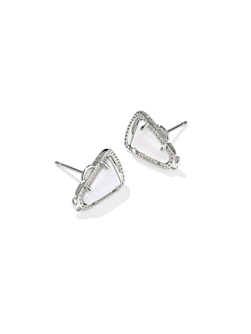 Kendra Scott Cheer Stud Earrings - Silver White MOP