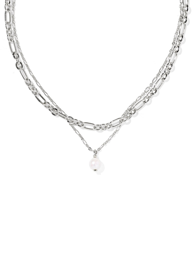 Kendra Scott Ashton Pearl Multi Strand Necklace - Silver Freshwater Cultured Pearl